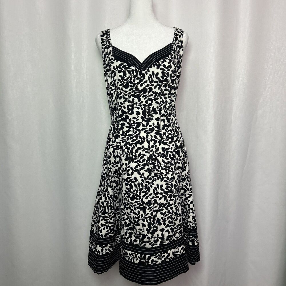 Jones Wear Dress Women’s 12 Black White A Line Fit & Flare Party Cocktail S/L